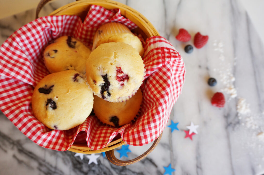 Berry filled muffins are a high fibre breakfast