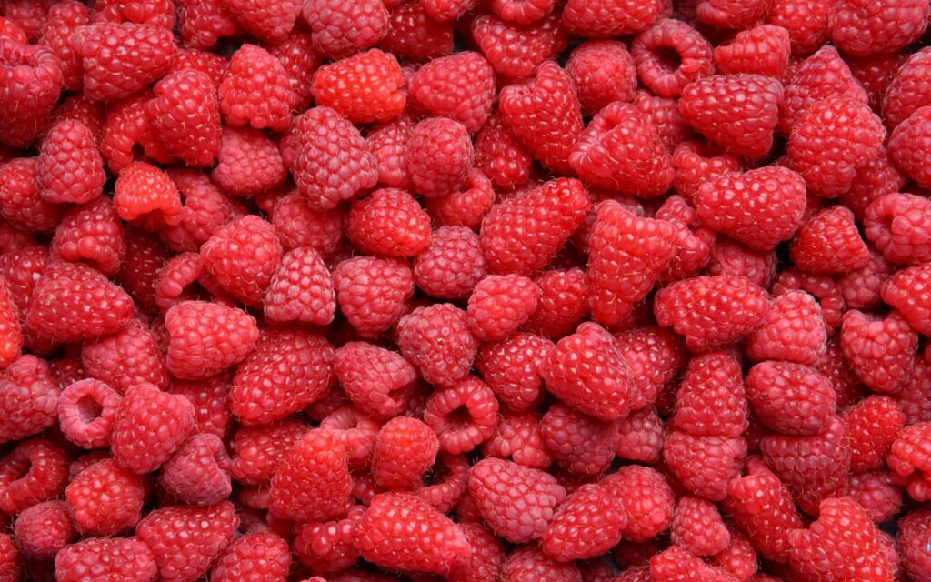 Raspberries are the fruit with the most fibre